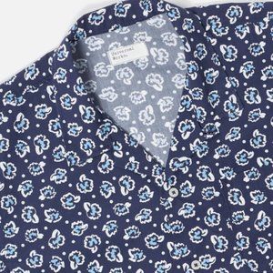 Universal Works Road Shirt In Navy Organic Flower Cotton